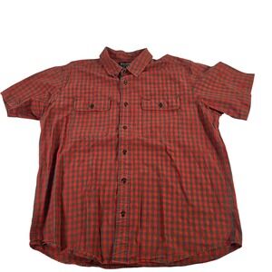 FILSON Mens Red Gray Gingham Plaid Short Sleeve Button Up Shirt Size XL